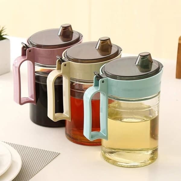 Oljedispenser - Oljeflaska - Glasflaska - 650 ml - Skyddslock - Grön