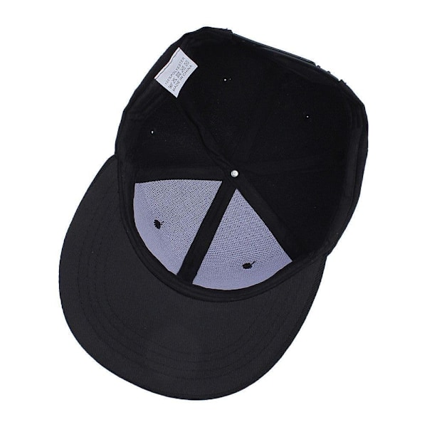 Klassisk Hat Kasket Hip Hop Stil Flad Skygge Ensfarvet Justerbar Størrelse black