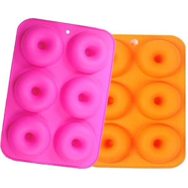 6-huls silikone-donutforme sæt med 2, non-stick Sikker bagning i fuld størrelse