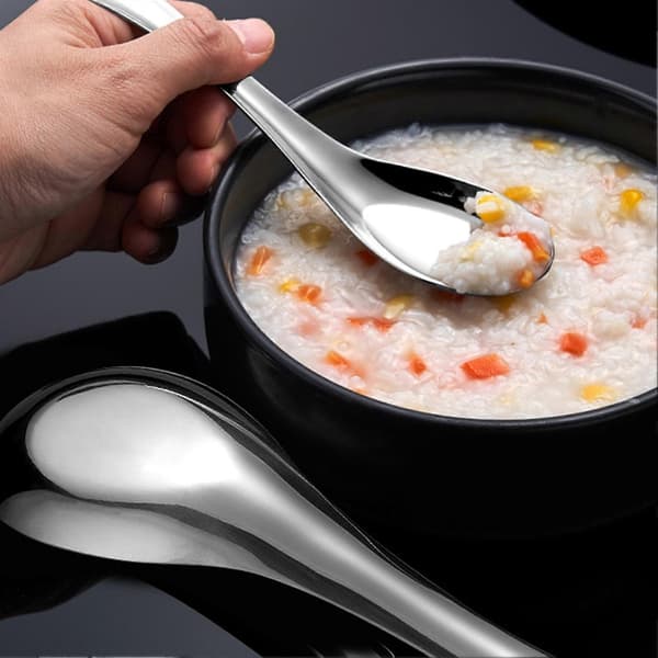 Spejlpoleret asiatisk suppeske - rustfrit stål til ramen - til pho og wonton - rustfri Silver S