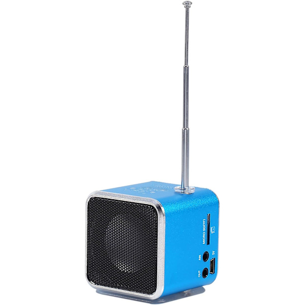Radio, Radio Billig, Td V26, Pieni kannettava radio verkkovirralla ja akulla Mini-kaiutin Musiikkisoitin Kannettava Fm-radio Pc Muoti Tukee Tf-korttia ja U Di Blue