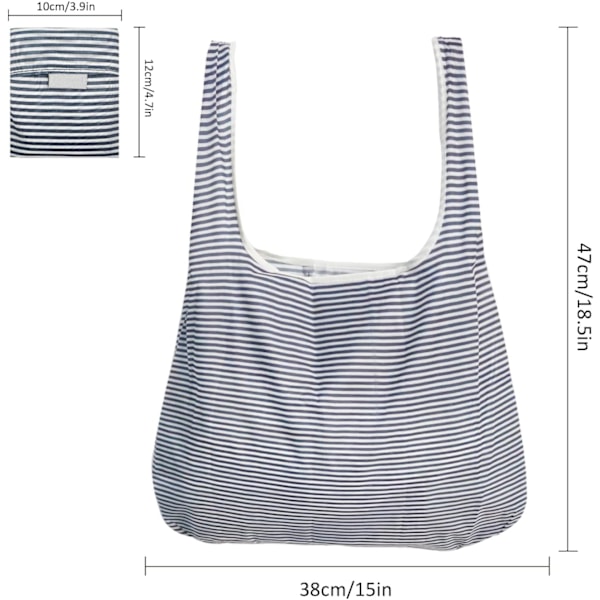 Foldbar indkøbspose i stof - Vandtæt indkøbspose - Genanvendelig indkøbspose - Indkøbsposer i stof til dagligvarer - Indkøbsposer til indkøb, rejser, picnic Y6-ZDGWD Blue Stripes