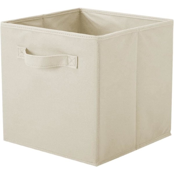 Oppbevaringsboks, 2 sammenleggbare oppbevaringskuber Oppbevaringsboks laget av stoff i kubeform – beige