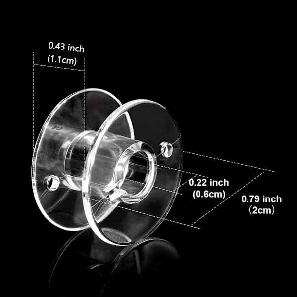 Sytrådspoler, plastspoler for symaskin, universelle, gjennomsiktige spoler med spoleskrin, symaskintilbehør (25 stk., gjennomsiktig)