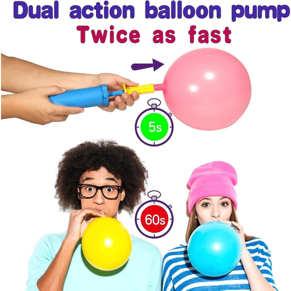 Ballongpumpe manuell oppblåsingspumpe, dobbeltvirkende luftpumpeballonger for ballongbuesett, heliumballonger, folie- og konfettiballonger Yoga B