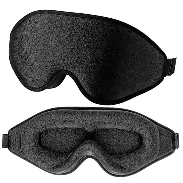 Sömnmask i siden, 3D Stereo Djup Sömn Ögonmask Bekväm Justerbar Söt Blockera Ute Ljus Ögonmasker för Män och Kvinnor Hela Natten Sömn black