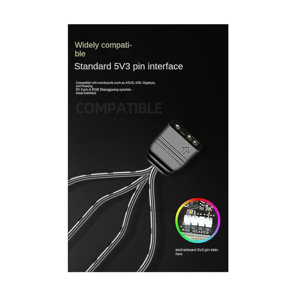 5v 3pin Til Sata Argb Mini Adapter Hub Datamaskin Vifte Led Ing Rgb Kabel