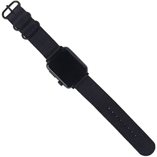 20mm 22mm 18mm 24mm Universal Ballistisk Klockarmband, Nylon Canvas Vävd Loop Ersättningsrem Armband Spänne Fäste Justerbar Stängning för Smart- Black 22mm