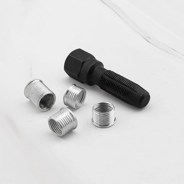 Tennplugg gjenskru sylinderhodeverktøysett Innsatser Gjengeinnsats Reamer Tap for tennplugger (1 sett, svart)