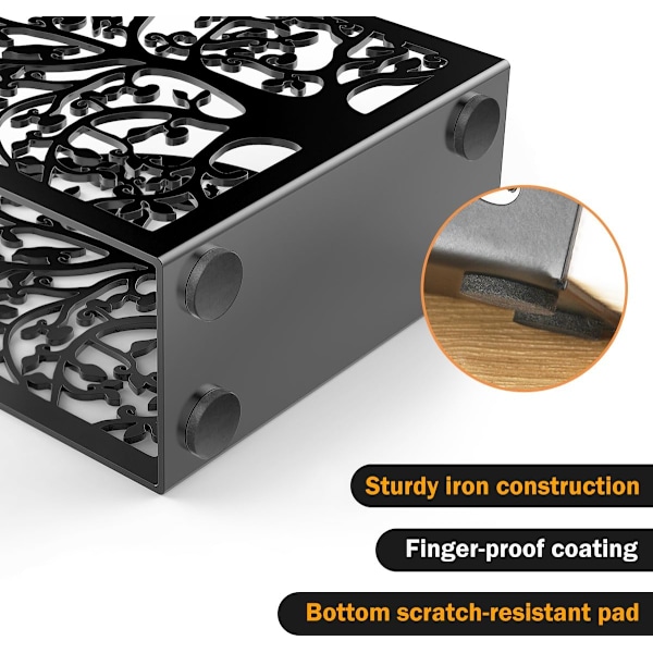 Servietholder, Træ og Fugl Design Metal Servietholder til Papirservietter, Fritstående Servietholder til Køkken og Bord, Moderne Servietholder f Black
