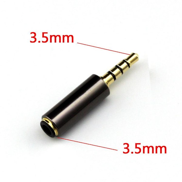 Audio Hovedtelefon Headset Adapter Konverter Stik Guldbelagt Til Stereo Headset Audio Øretelefon Smartphones Mikrofon Mic Tablets(4stk, Sort Grå)