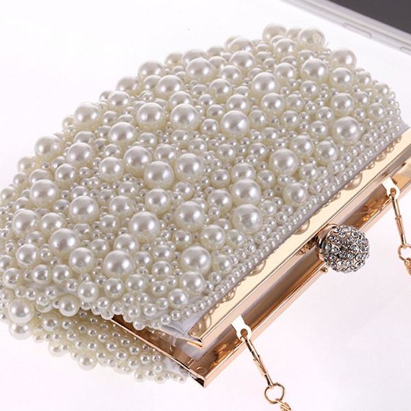 Stilfulde kvinders perler håndtaske aften fest brude clutch taske prom bryllup pung