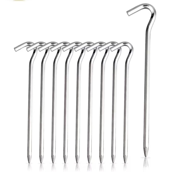 Metallplugger Heavy Duty Teltkroker Solid Aluminiumlegering Rustfrie Jordplugger For Hagemarkiser Fotturer Reiser Og Utendørs Camping(10stk, Sølv)