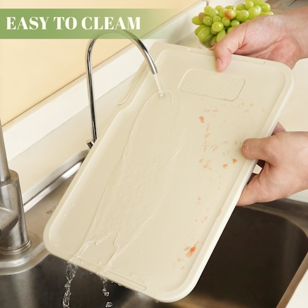 Dubbelsidig skärbräda, 304 Rostfritt Stål Skärbräda, PP Plast Skärbräda för Kök, Halksäker Skärbräda med Saftfåror, D Chopping Board Double Sided