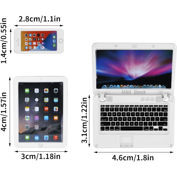 1:12 Metall Simulering Bärbar Dator Surfplatta Smartphone Mini 3 st/set - Dockhus Miniatyrer Dator Scen Simulering Möbler Tillbehör Dockor Hus