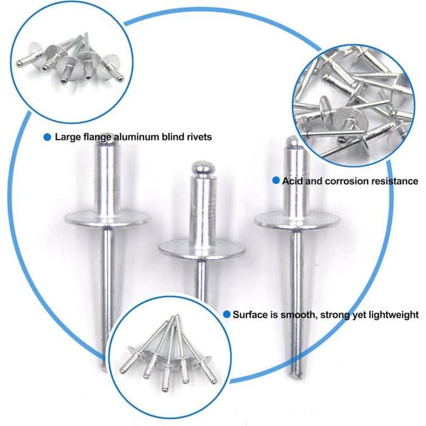 50 st. aluminiumblindnitar med bred fläns 4,8 mm x 12 mm, 50-pack (silver)