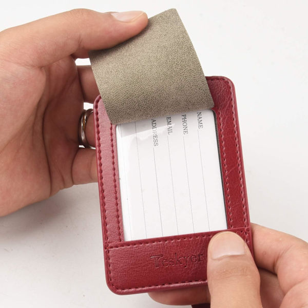 3 kappaleen matkalaukkutagit, PU-nahkaiset matkalaukkutagit matkalaukuille, matkalaukkujen nimikyltit nimikortilla, huomattavat, kestävät, matkatarvikkeet, Wine Red 2.7 x 4.2 Inch/6.8 x 10.7 cm