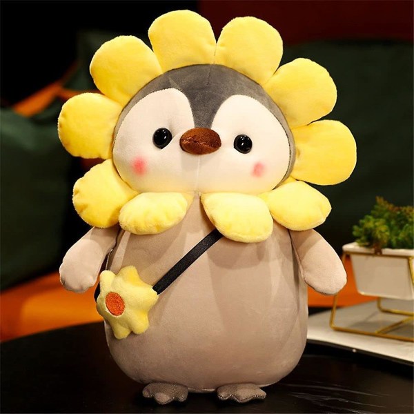Plys-pingvin-legetøjsindretning udsmykkede dyr Blød pude Kawaii tegneserie mollusk pingvin pingvin tøjlegetøj (blomst 35 cm)