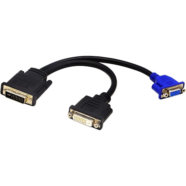 Wyse DVI-I Splitter-kabel - DVI-I(24+5) han til DVI-D(24+1) og VGA (HD15) hun Sammenlignelig med Wyse DVI Digital Y-kabel (DVI-I til DVI-D og VGA)（9 I