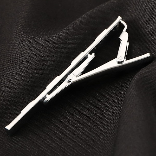 Set med 3 slipsar för män och manschettknappar set Business Shirts Necktie Clip Tie Bar Clips för bröllopsfest affärsmöte Fars dag Alla hjärtans dag Silver