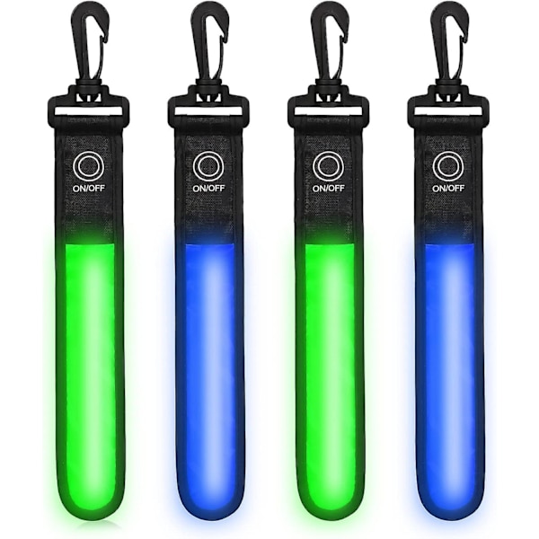 4 stk. 3 tilstande LED blinkende reflekterende LED vedhængslys til børn Reflekterende reflekterende lysstrimmel til skoletaske Rygsæk Vandring Løb Jogging Hund
