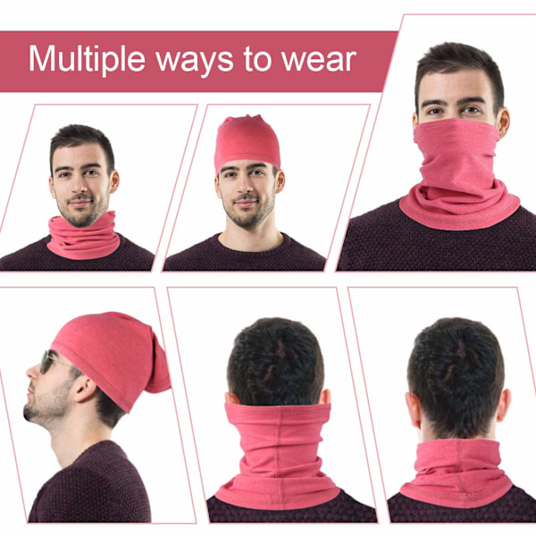 Vinterhalsvarmer Fleece Vindtett Halskrage Snood for Menn Kvinner Kaldt Vær Ansiktshalsduk Hodeplagg for Ski Løping Sykling Rose+purple