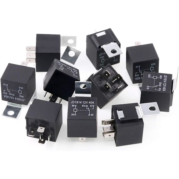 10 st 12V 30/40 Amp 5-stifts SPDT elektriska reläer kit perfekt för bilinstallationer, billjudsystem och säkerhetssystem