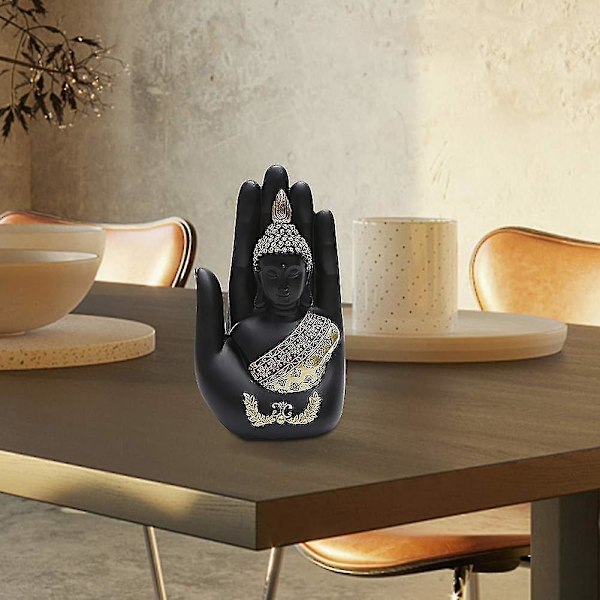Harts Buddha-staty av harts, Buddha som sitter i handstaty, mediterande thailändsk Buddha för heminredning