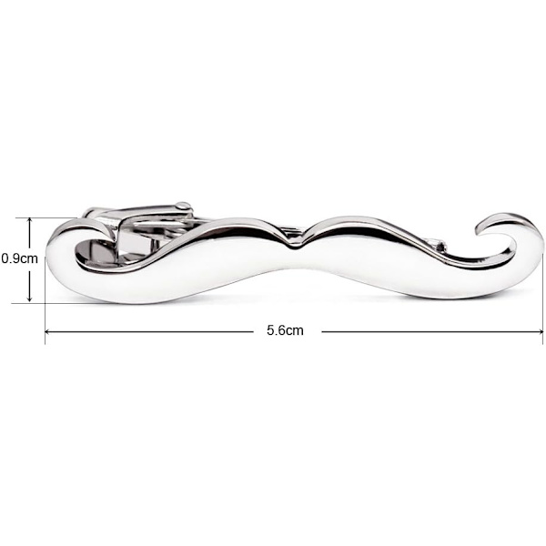 Mustaschskägg slipsklämma för män/pojkar för smal smal storlek/normal storlek slips i rostfritt stål för affärsbröllopsgåva Silver 5.6cm