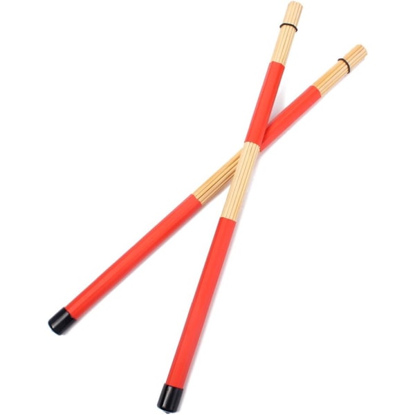 Par af 40CM bambus stang trommebørster pinde til jazz folkemusik (rød)
