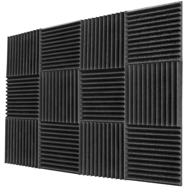 12st 300x300x25mm Akustiskt skum Ljudisoleringspaneler För Ktv Bar Ljudisolering Studio Kilar Svart
