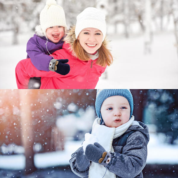 2 Par Barn Knittade Vantar, Stretch Vantar Plyschfodrade Vantar Vantar Vinter Varma Vantar Hel Finger Vantar med Snöre för 1-3 År Gamla