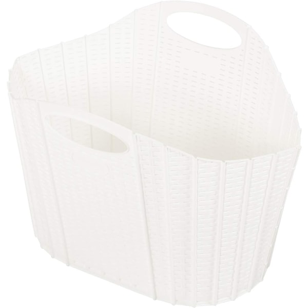 Rattan-kudottu taittuva vaate- ja pyykkikori, valkoinen, 38 litraa White 38 Litre