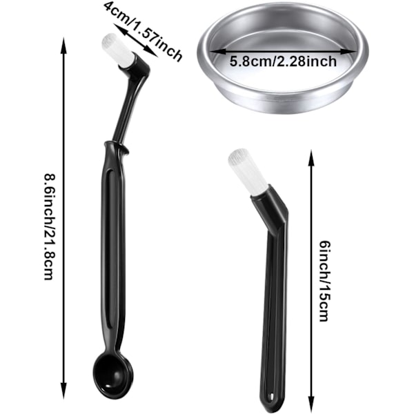 Kaffe Maskine Børste Renser 4 Stykker Kaffe Maskine Børste med Ske og 1 Stykke 58 mm Rustfrit Stål Tilbage Skyl Indsats Metal Blind Filter til E