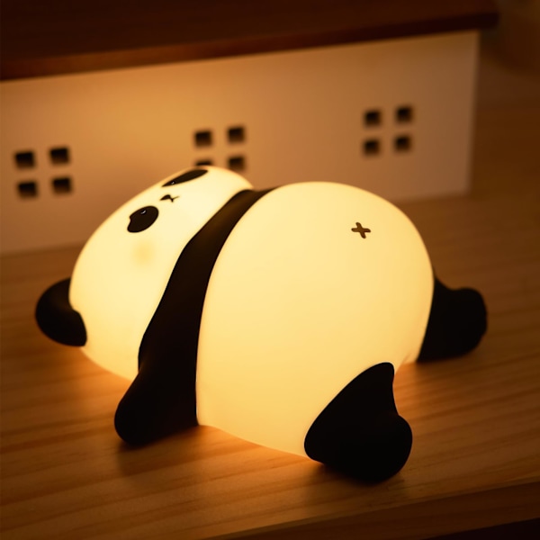 Genopladelig Sød Panda Natlampe, 3 Niveauer Dæmpbar Baby Værelse Natlampe med Timer, Silikone Lampe Sød Dyre Natlampe, Panda Gave