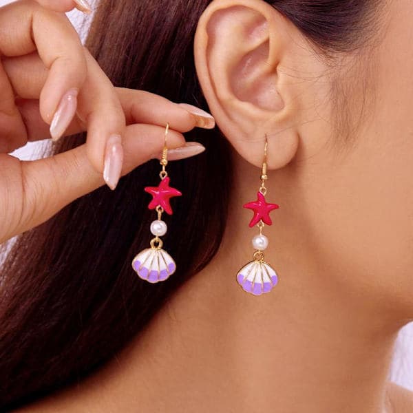 Mode Ocean Style Seashell Starfish Dangle Örhängen Kvinnor Boho Bea A5