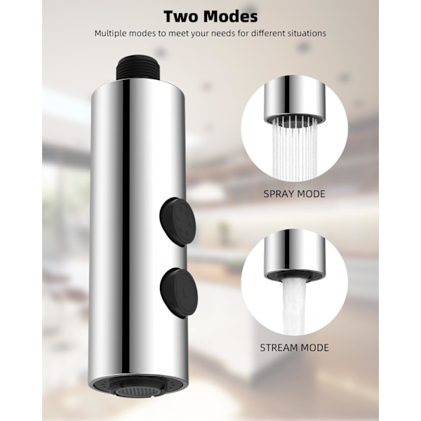 Metal Pull Down Køkkenhanehoved Udskiftning med 10 Adaptere, Pull Out Vask Sprayhoved, 2 Funktion Spraydyse Kompatibel med Moen, American S