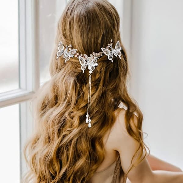 4 kpl (kulta + hopea) perhoshiusklipsit, seosglitter B