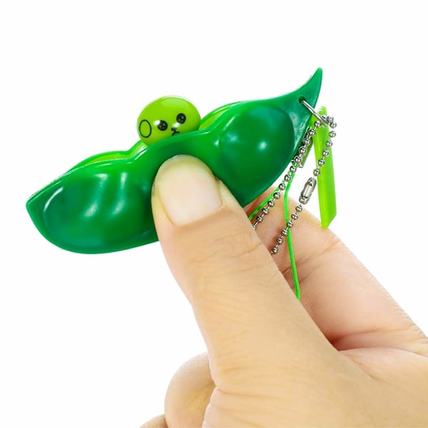 6 Stykker Klem Bønner Nøkkelring Fidget Leker Squishy Ertebelg Stressleke Gir Moro for Barn Reduserer Angst og Stress