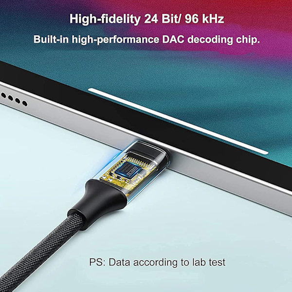 USB C til 3,5 mm Jack Adapter, USB C til 3,5 mm Hovedtelefonstik Adapter (1 stk, Sort)