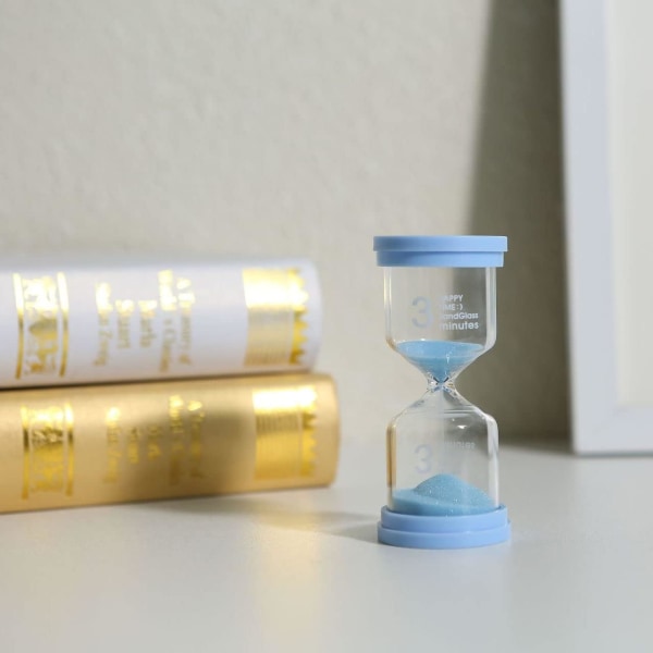 3 minutters timeglass for barn - sandglass timer for tannpuss, barnas tannbørstetimer, blå, tidshåndteringsassistent stue kontorinnredning