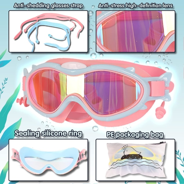 Amebleak Kids simglasögon (4-12 år), läckagesäkra och UV-skyddade simglasögon för pojkar och flickor