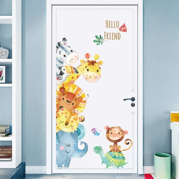 Sarjakuvaeläimet Seinätarrat Tee itse lapset seinämaalaukset lastenhuoneisiin Baby makuuhuoneen vaatekaapin oven koristelu (eläin)