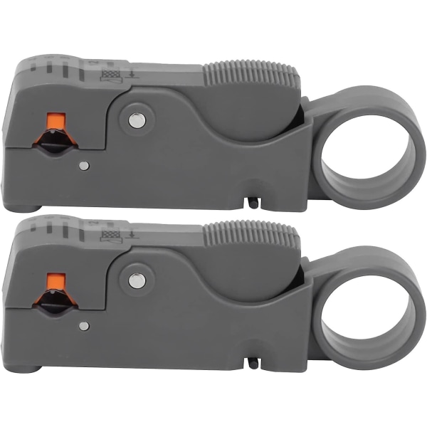Kabelavstripper, dobbelt blad design koaksial kabelavstripping verktøysett kit (2 stk, grå)