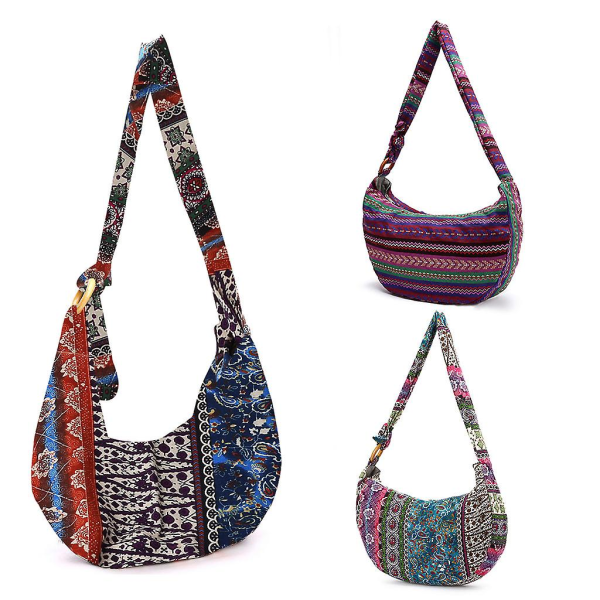 Ny dam vintage etnisk axelväska crossbody boho hippie tote messenger väskor