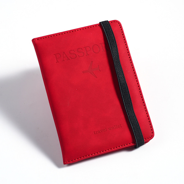 2 st pu läder passväska rfid multi-kortplats multifunktionell passdokumenthållare passfodral red