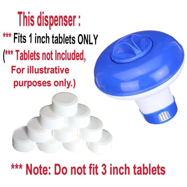 Mini teleskopisk/foldbar dispenser til 1-tommers klor- eller bromtabletter