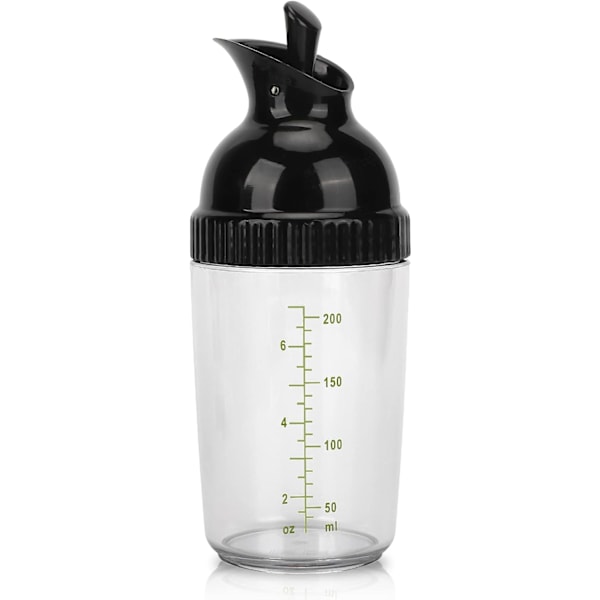 Salatdressing Shaker, 200 ml/7,03 oz Salatdressing Flaske Sauce Flaske Dressing Mixer Shaker Flasker Mixer Mål Salatdressing Dispenser wi Black