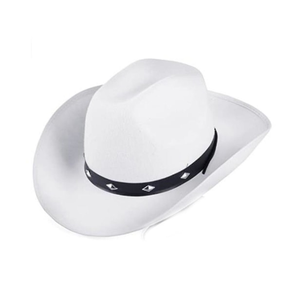 Cowboyhatt, hvit, filthatt, sheriff, ville vesten, forkledning, kostyme, karneval, temafest, hvit, én størrelse