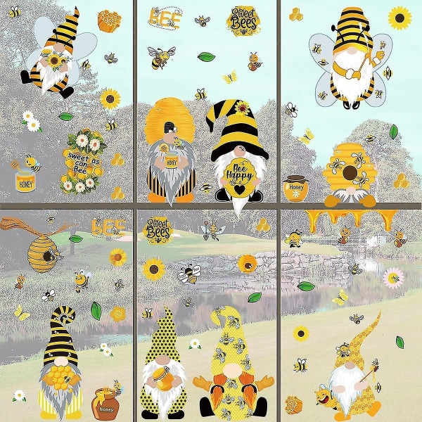 Bee Window Clings For Glas Gnome Solsikker Daisy Window Stickers Sweet As Can Bee-tema Sommer Forår Vinduesmærkater Design til Baby Shower Fødselsdag